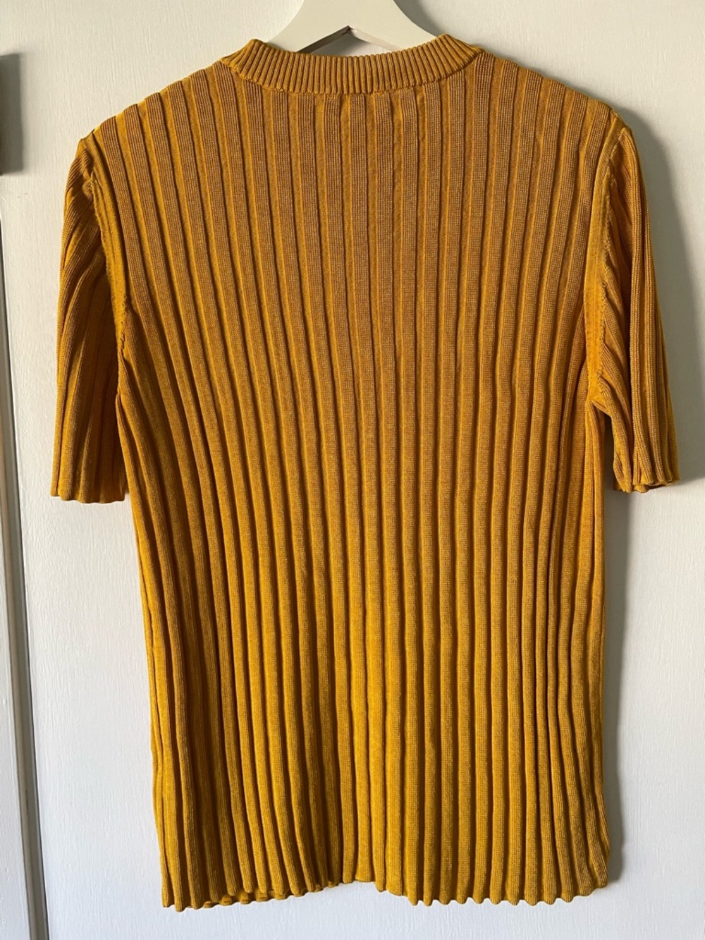 COS Ribbed Short-Sleeve Knit Top in Mustard L - Picture 4 of 8